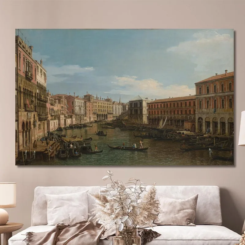 Venedig: Blick Auf Den Canale Grande Von Der Ca’ Da Mosto Nach Süden In Richtung Rialtobrücke Canaletto