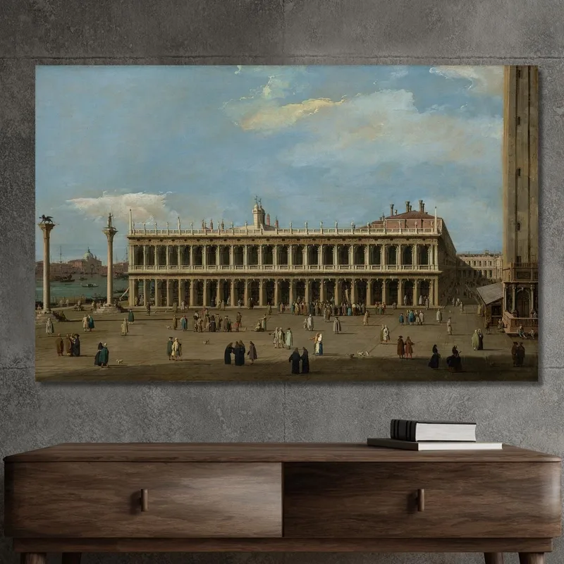 Venecia La Piazzetta Mirando Al Oeste Con La Libreria Canaletto