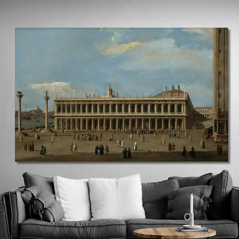 Venecia La Piazzetta Mirando Al Oeste Con La Libreria Canaletto