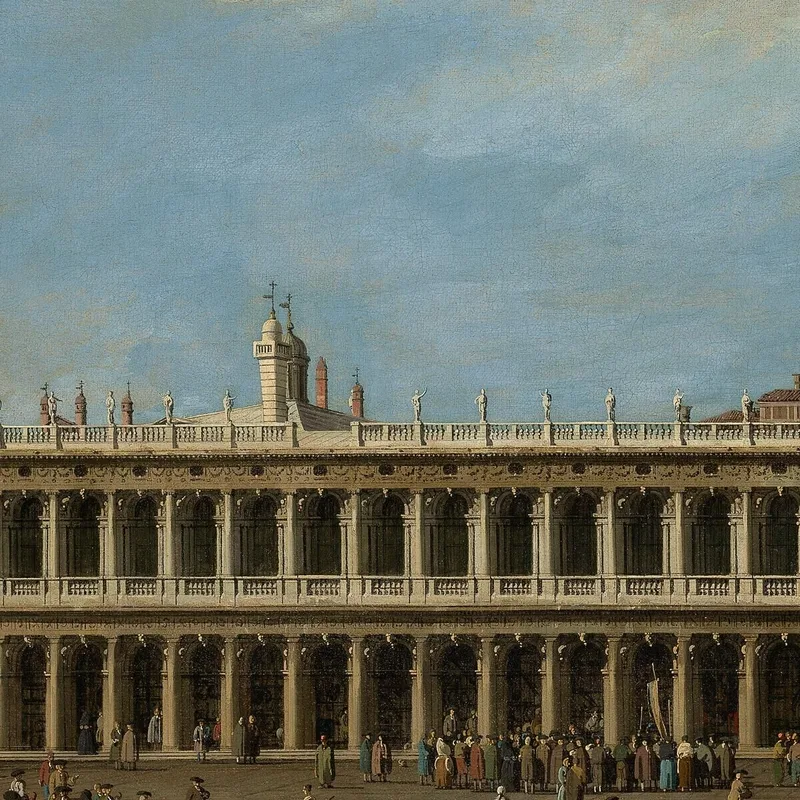 Venecia La Piazzetta Mirando Al Oeste Con La Libreria Canaletto