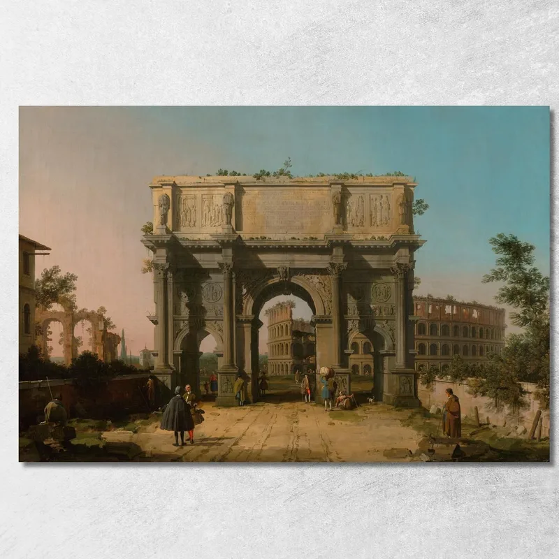 Veduta Dell'Arco Di Costantino Con Il Colosseo Canaletto quadro stampa su tela