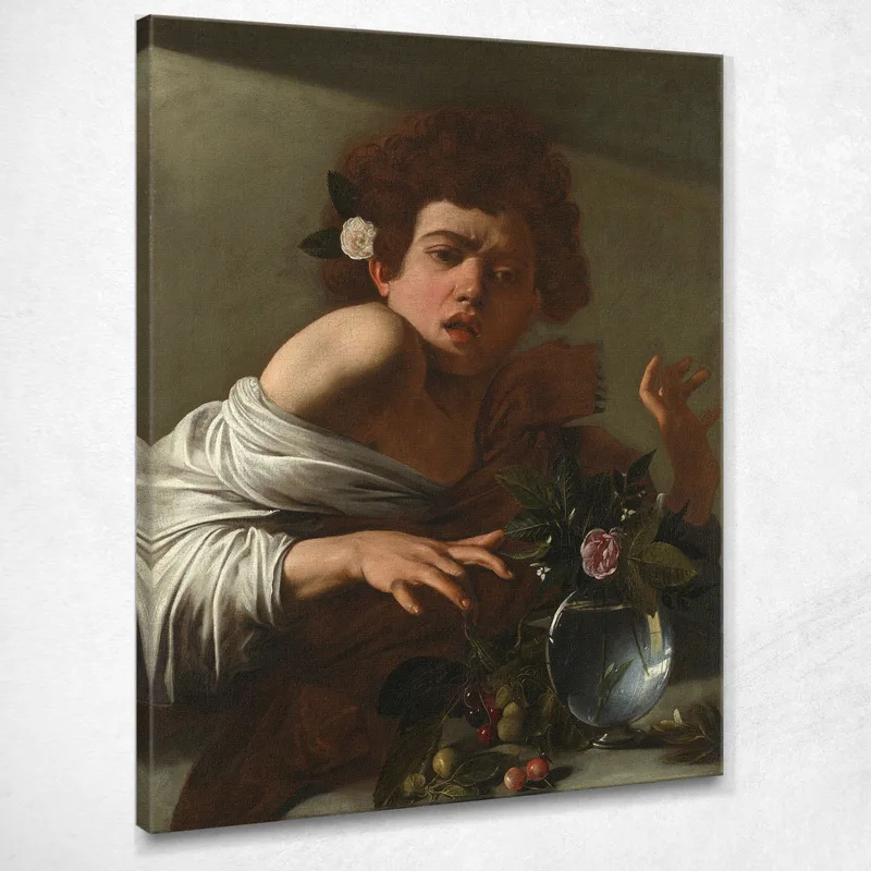 Junge Von Einer Eidechse Gebissen Caravaggio drucken auf leinwand