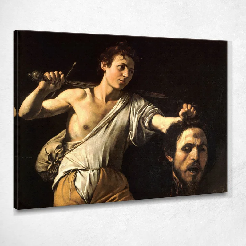 David Mit Dem Haupt Goliaths Caravaggio drucken auf leinwand