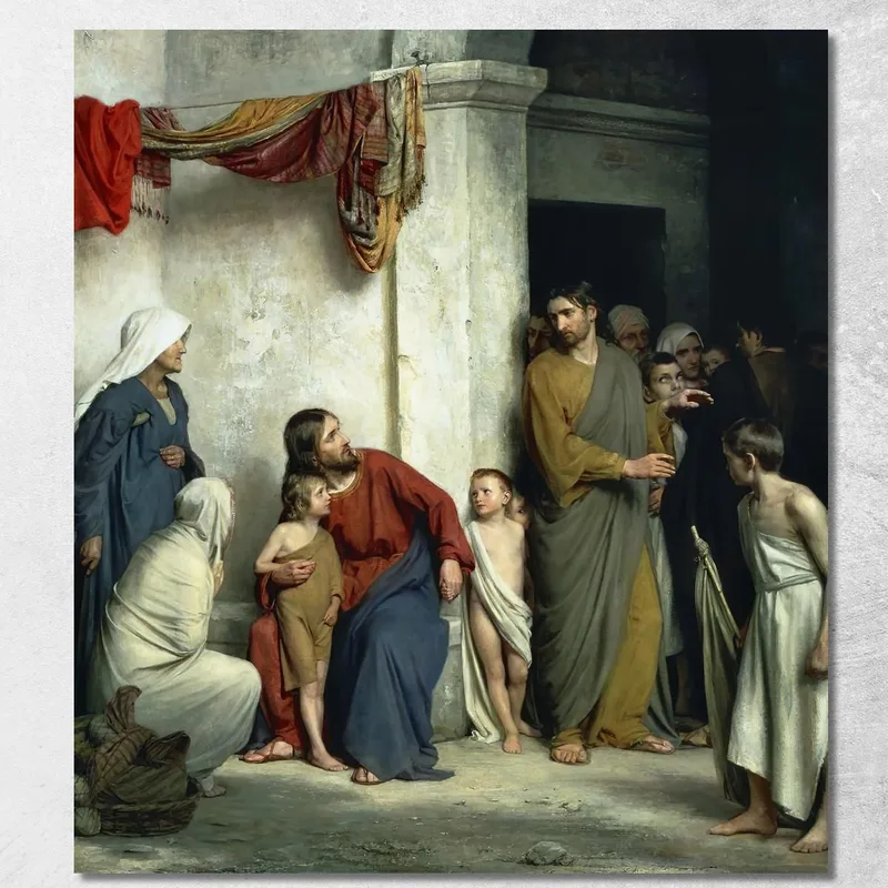 Cristo E I Bambini Carl Bloch quadro stampa su tela