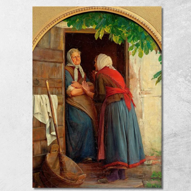Due Donne Che Parlano Carl Bloch quadro stampa su tela