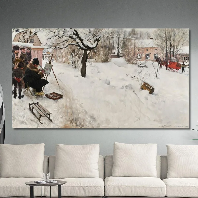Pintor Al Aire Libre. Motivo Invernal De Åsögatan 145 Estocolmo Carl Larsson