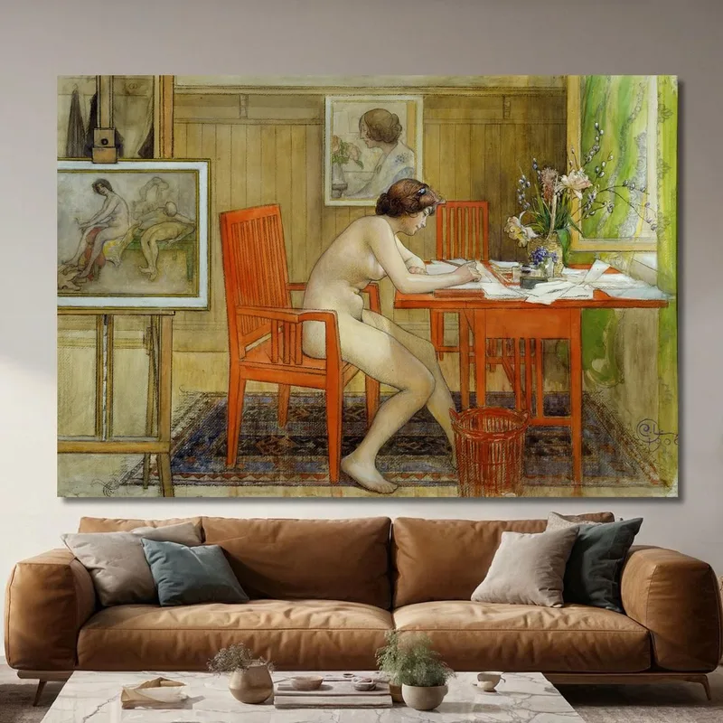 The Model Writing A Postcard Carl Larsson