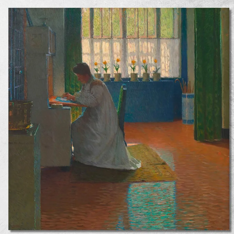 Anna Moll Alla Scrivania Carl Moll quadro stampa su tela