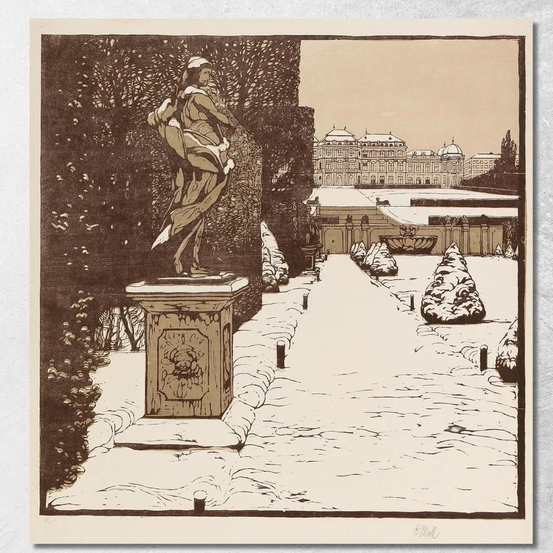 Giardino Del Belvedere In Inverno Carl Moll quadro stampa su tela
