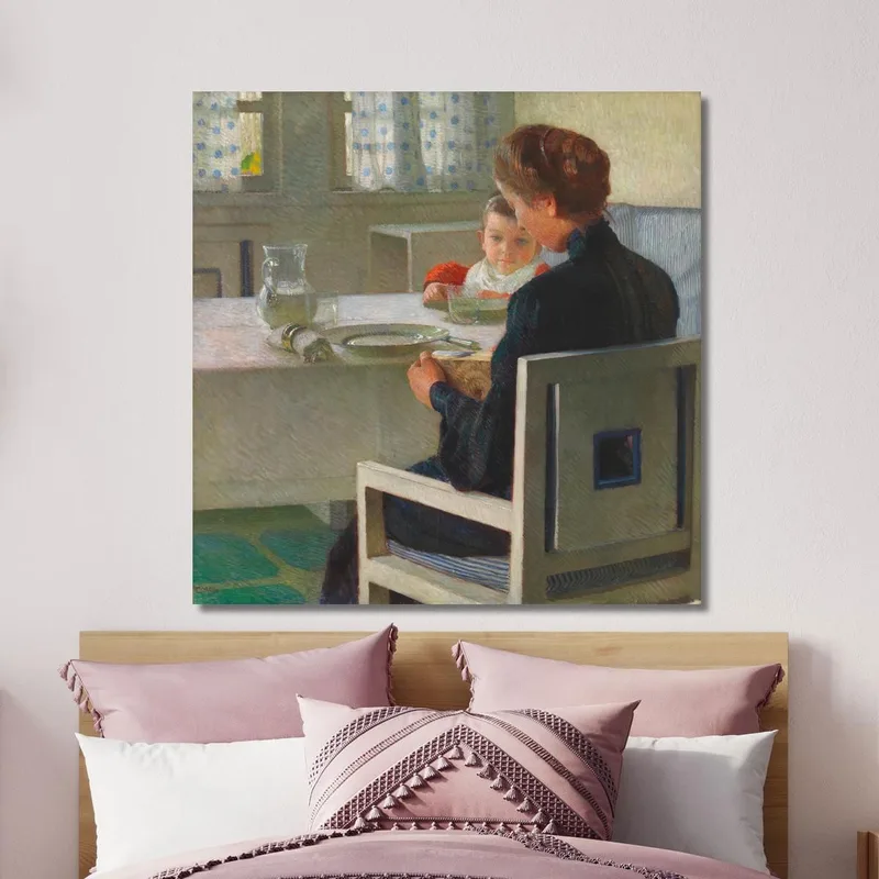 Madre E Hijo En La Mesa En El Desayuno Carl Moll
