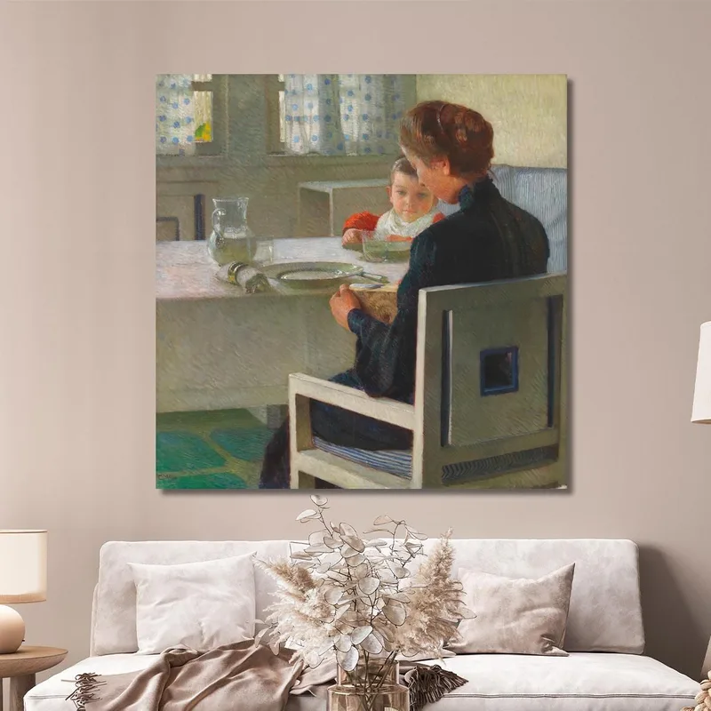 Madre E Hijo En La Mesa En El Desayuno Carl Moll