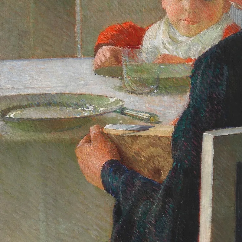 Madre E Hijo En La Mesa En El Desayuno Carl Moll
