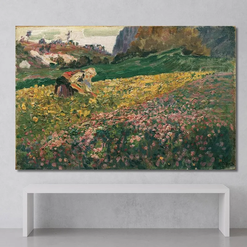 Jeune Fille Dans Le Pré Fleuri Carl Moll