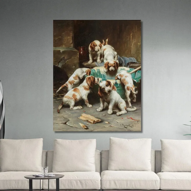 Beagle Puppies Feasting Carl Reichert