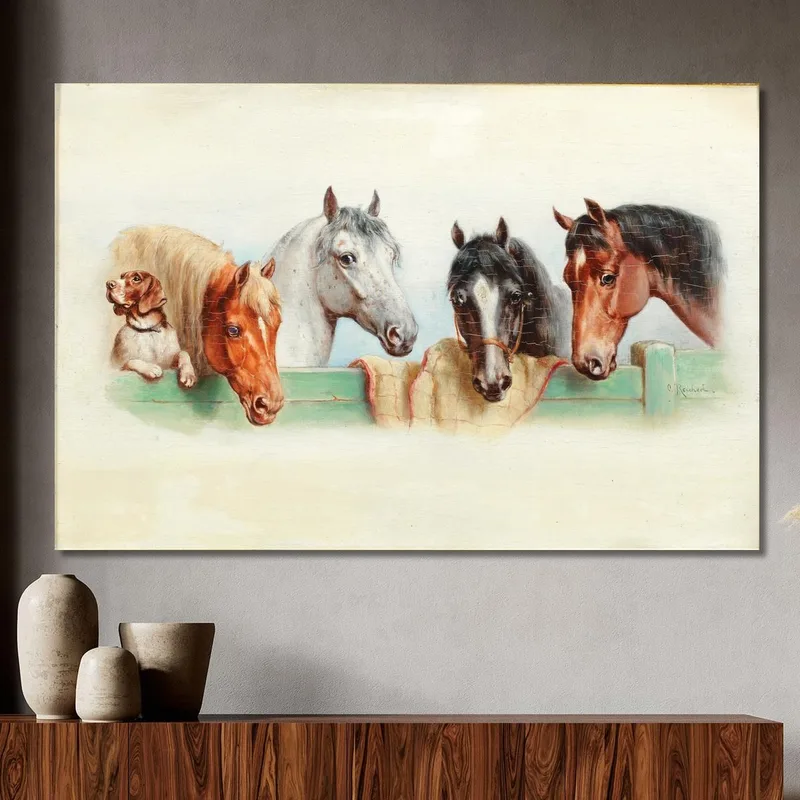 A Dog And Four Horses Carl Reichert