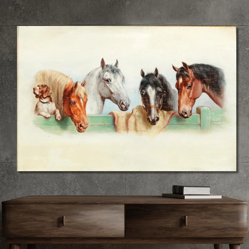 A Dog And Four Horses Carl Reichert