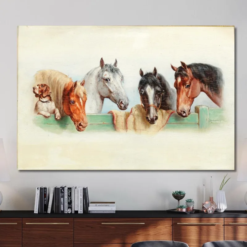 A Dog And Four Horses Carl Reichert