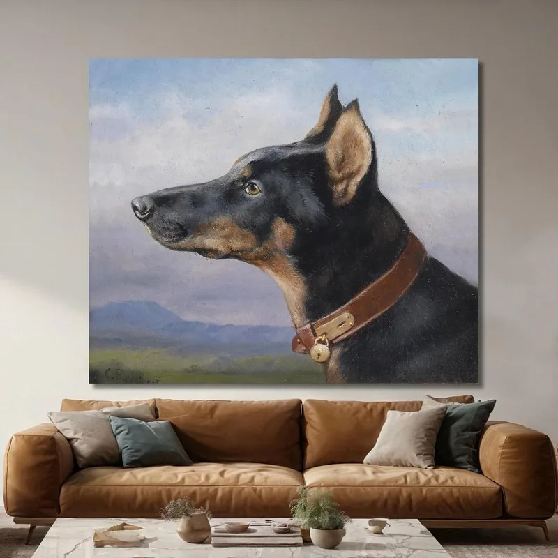 Portrait D'Un Dobermann Carl Reichert