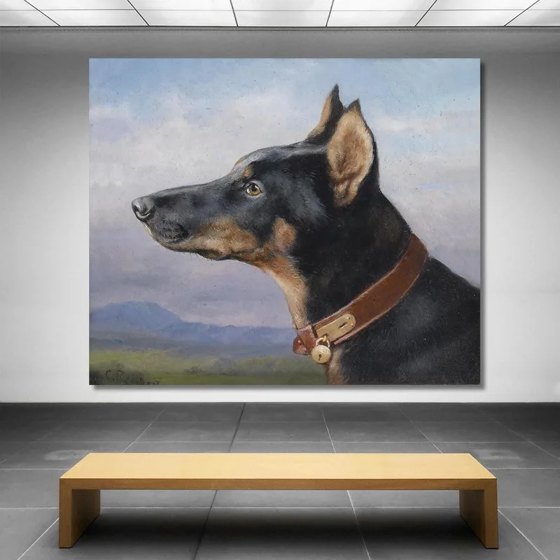 Portrait D'Un Dobermann Carl Reichert