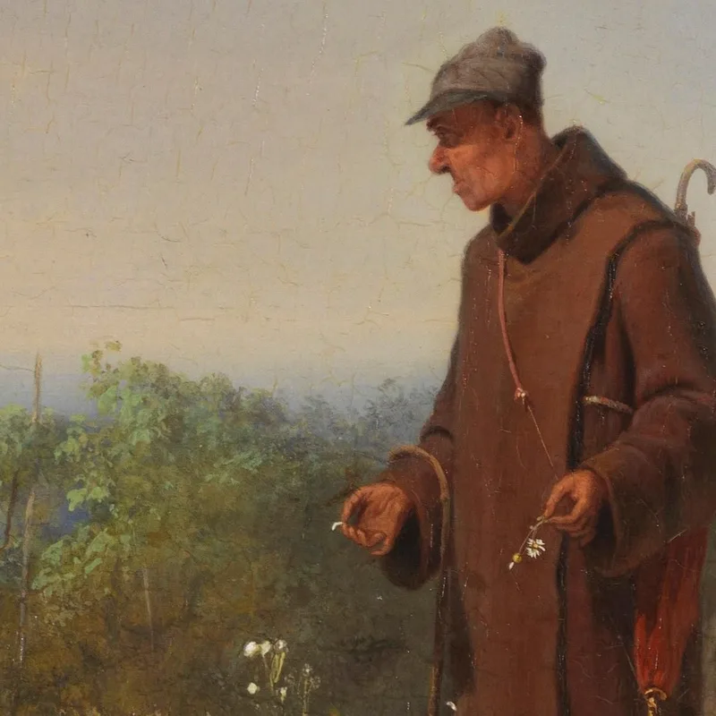 Monje Ella Me Ama Un Poco De Corazón. Carl Spitzweg