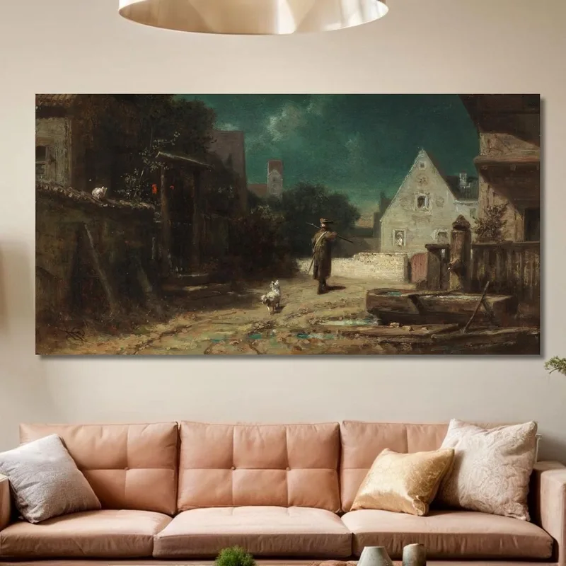 Nachtwächter Bei Mondschein Hund Und Katze Carl Spitzweg