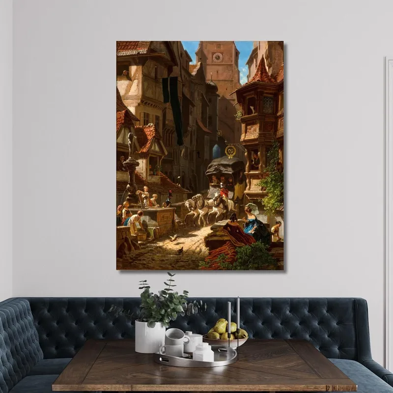 Die Ankunft Der Postkutsche Carl Spitzweg