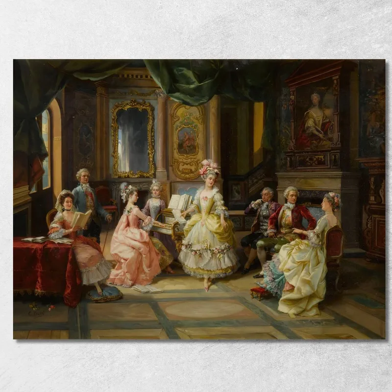 Musique Dans Le Salon Cesare Auguste Detti tableau impression sur toile