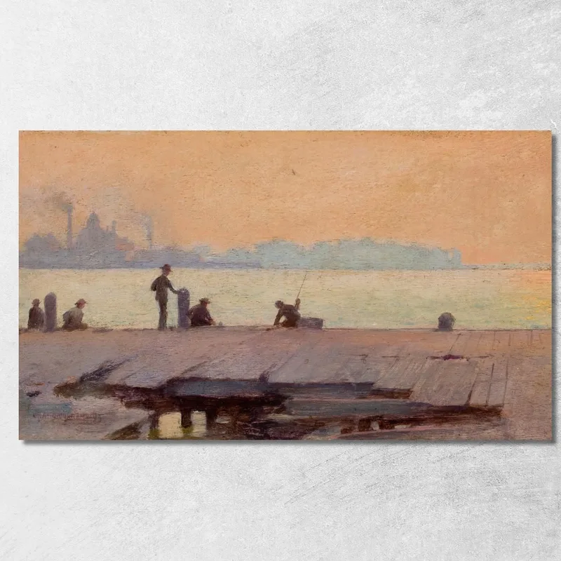 Pescatori Sul Molo Charles Courtney Curran quadro stampa su tela