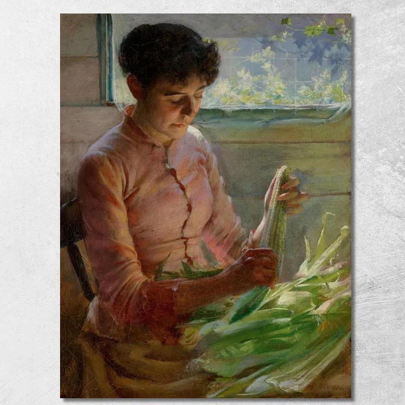 Sgusciare Il Mais Charles Courtney Curran quadro stampa su tela