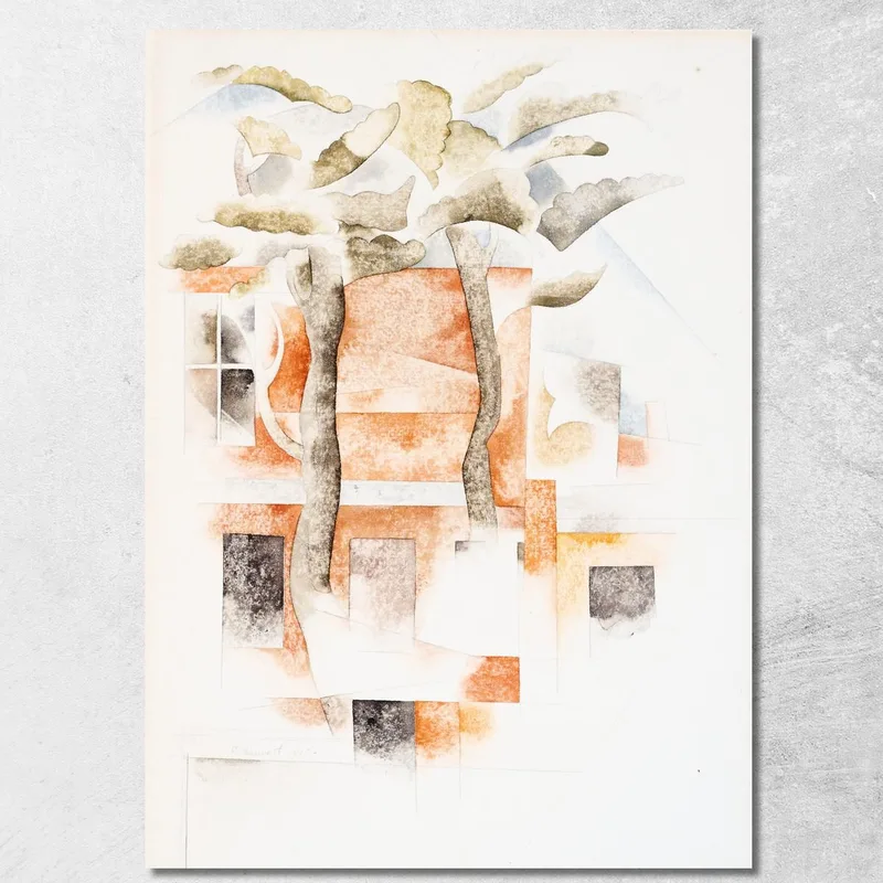 Bermuda Häuser Durch Bäume Gesehen Charles Demuth drucken auf leinwand