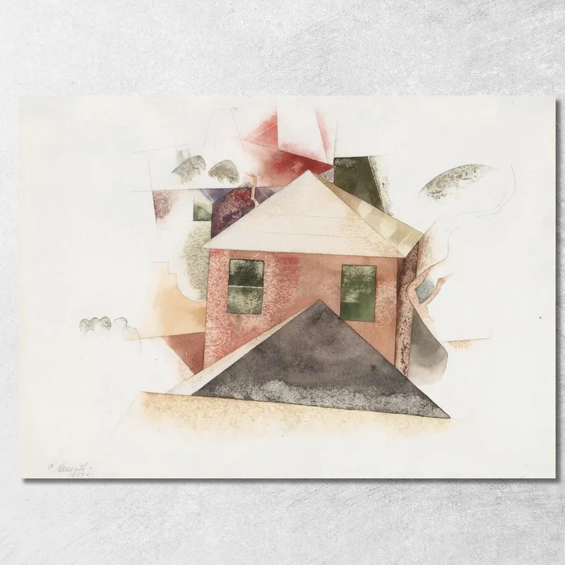 Häuser Mit Rot Charles Demuth drucken auf leinwand