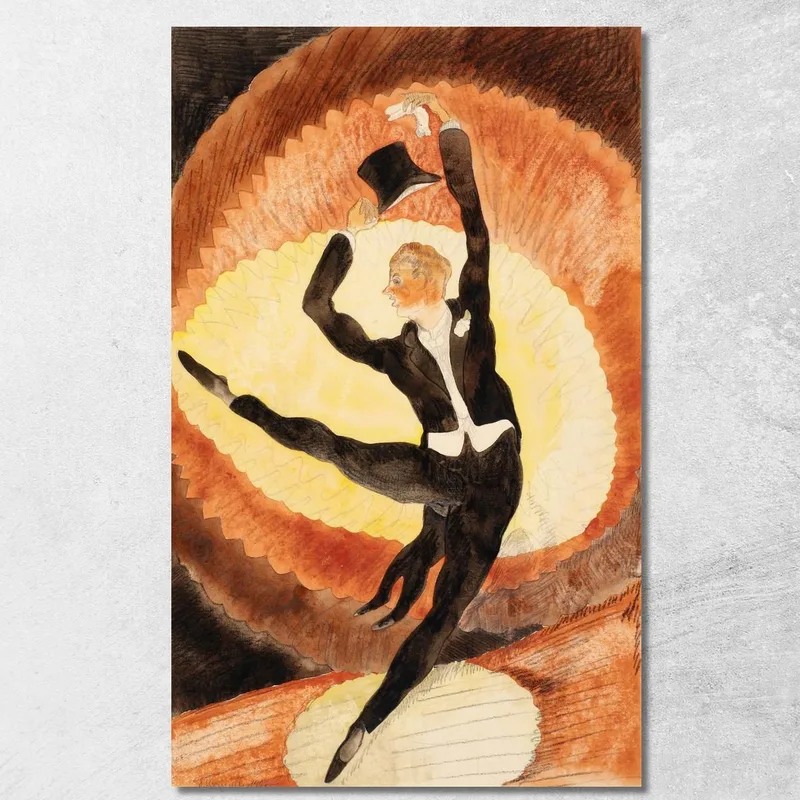 Im Vaudeville Akrobatischer Tänzer Mit Zylinder Charles Demuth drucken auf leinwand