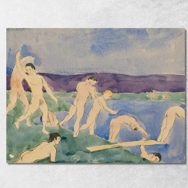 Dodici Ragazzi Nudi In Spiaggia Charles Demuth quadro stampa su tela