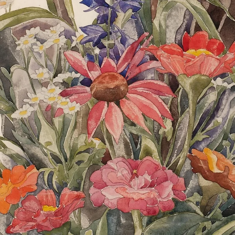 Zinnien Rittersporn Und Gänseblümchen Charles Demuth