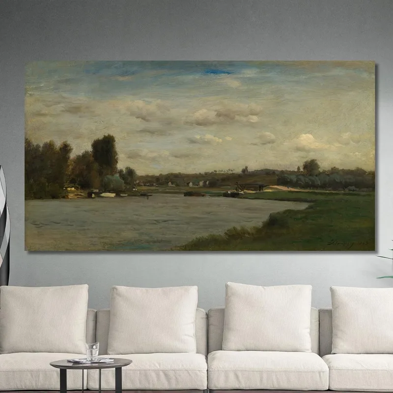 Paisaje En Un Río Charles François Daubigny
