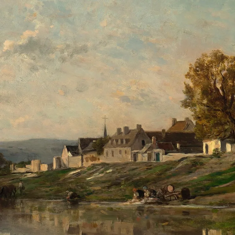 The Washerwomen On The Banks Of The Seine At Bonnieres Charles François Daubigny