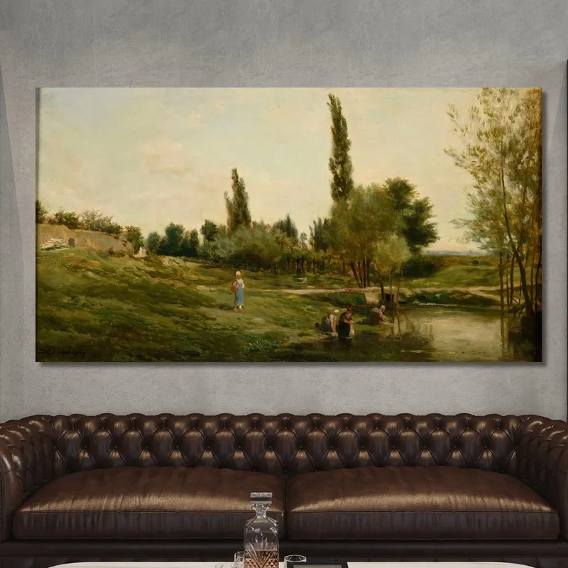 Paisaje Con Lavanderas Charles François Daubigny