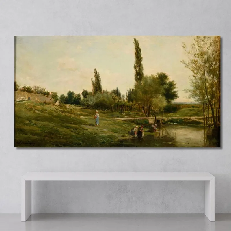 Paisaje Con Lavanderas Charles François Daubigny