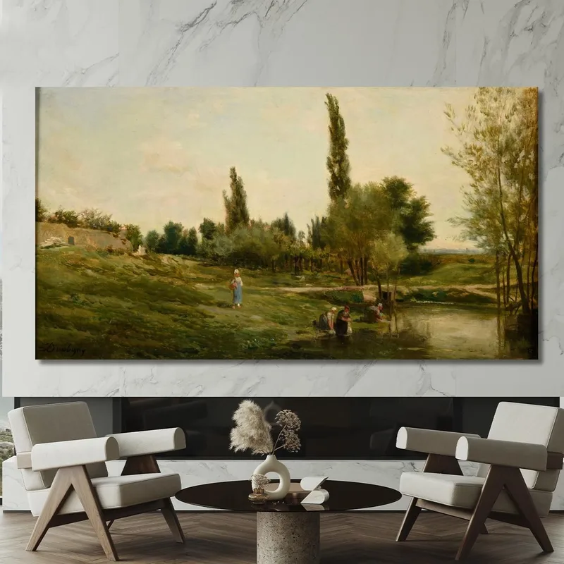 Paisaje Con Lavanderas Charles François Daubigny