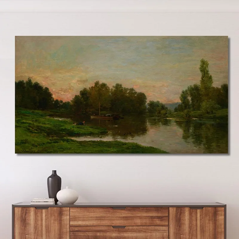 The Painter'S Barge At The Île De Vaux On The Oise River Charles François Daubigny