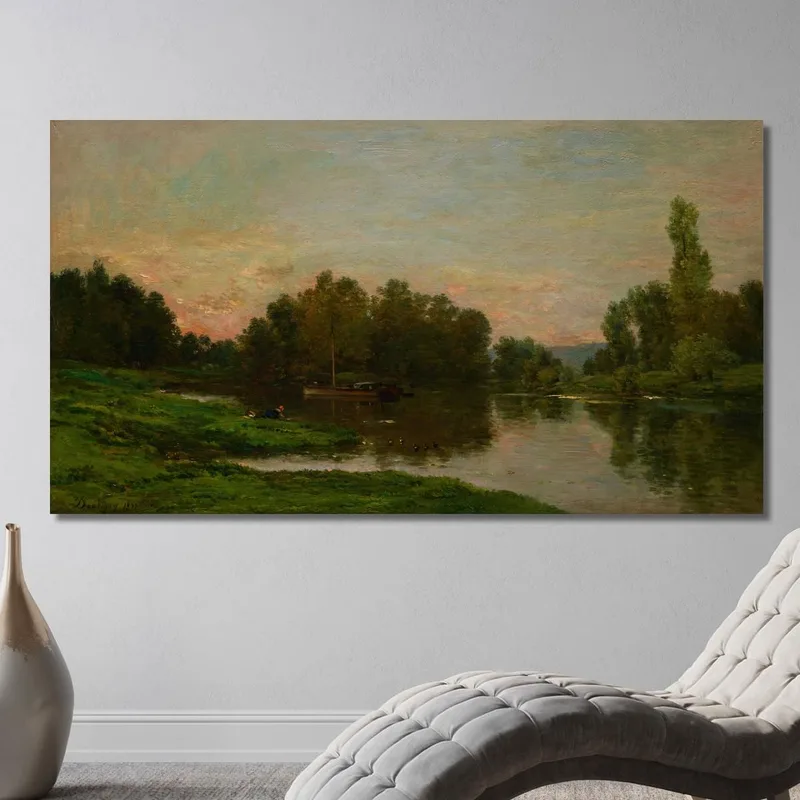 The Painter'S Barge At The Île De Vaux On The Oise River Charles François Daubigny