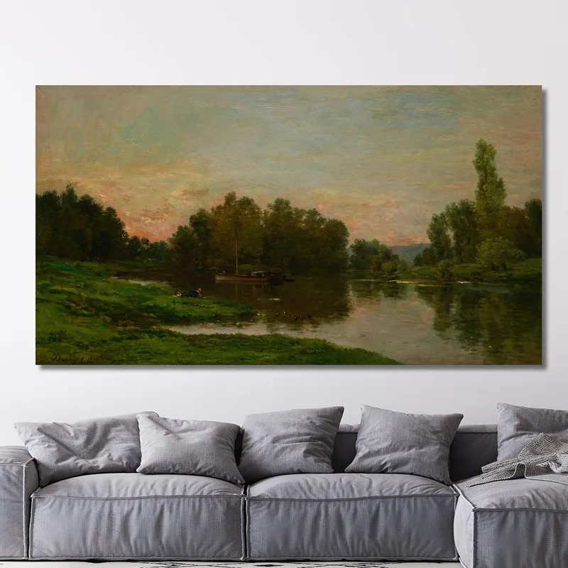 The Painter'S Barge At The Île De Vaux On The Oise River Charles François Daubigny