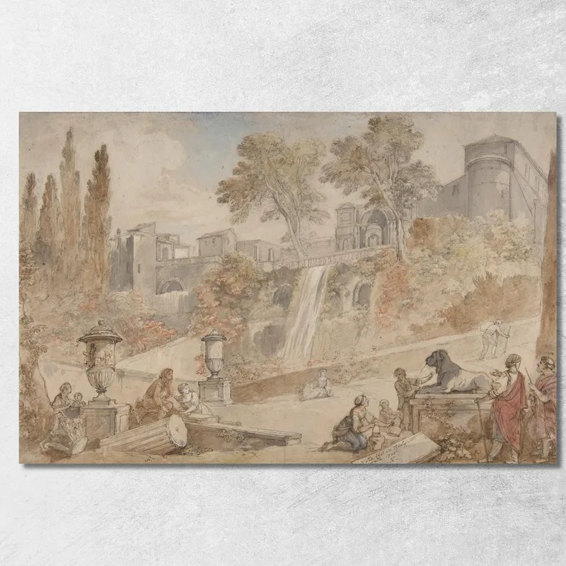 Giardini Di Villa D'Este A Tivoli Charles-Joseph Natoire quadro stampa su tela