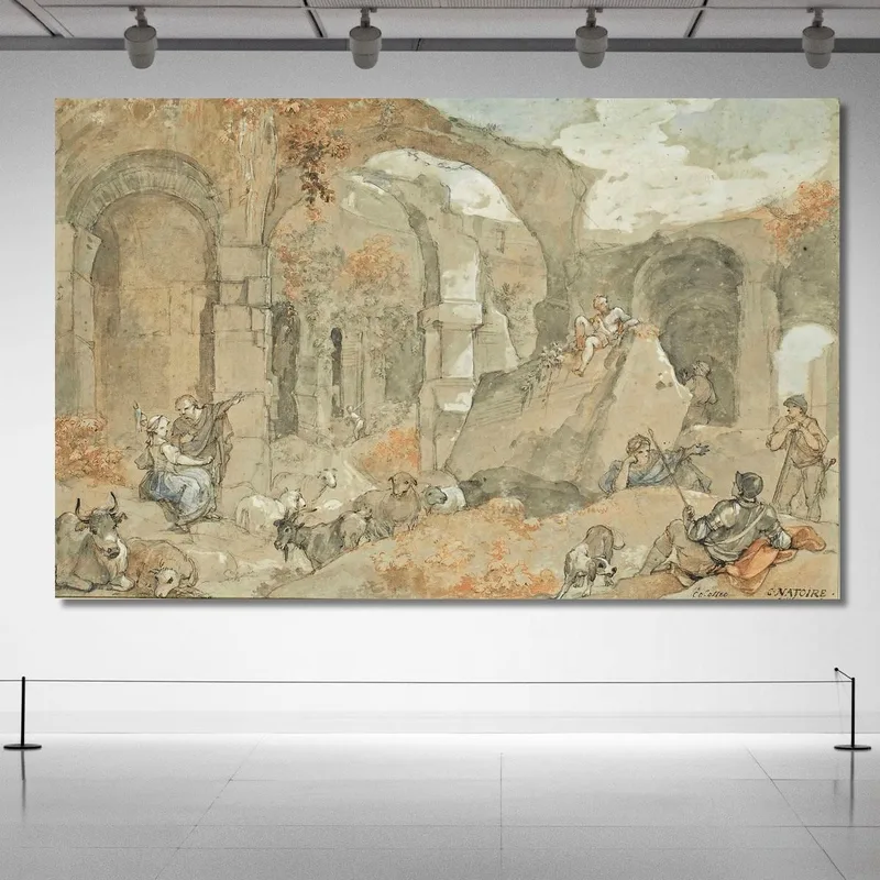 Das Innere Des Kolosseums Mit Hirten Und Tieren Charles-Joseph Natoire