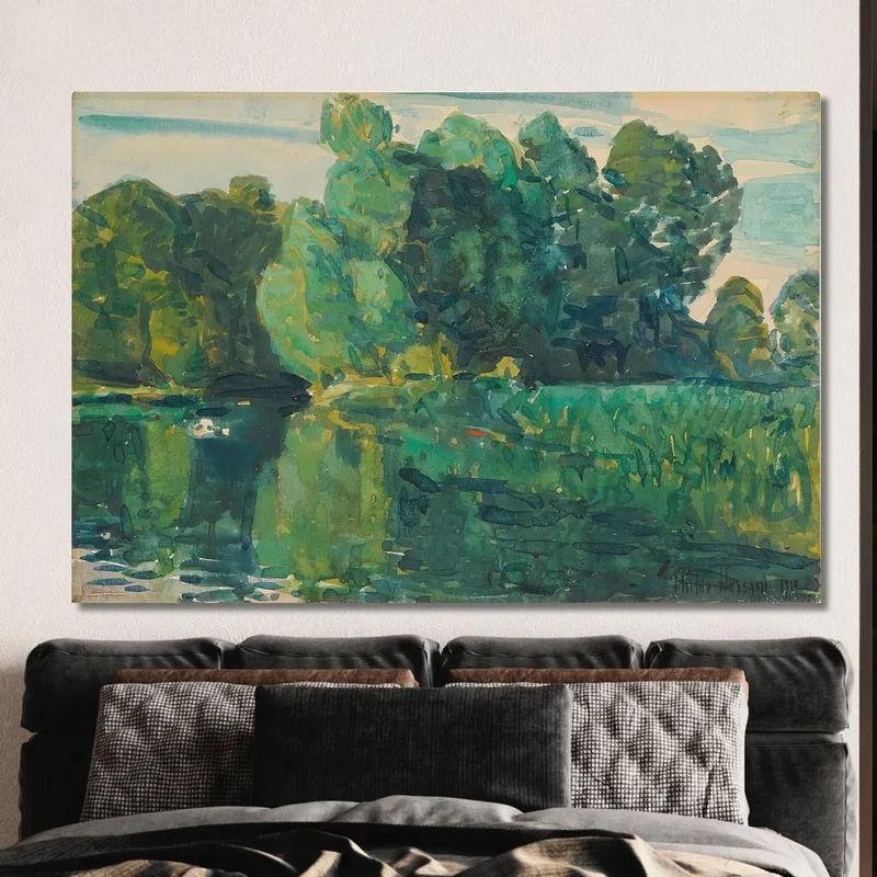 Árboles Junto A Un Lago Childe Hassam