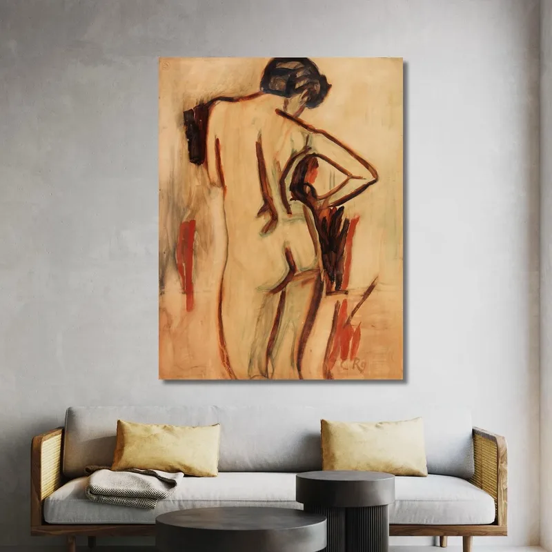 Standing Female Nude From Behind Christian Rohlfs