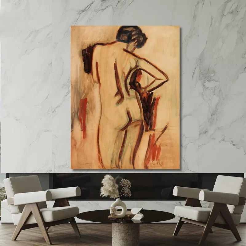 Standing Female Nude From Behind Christian Rohlfs