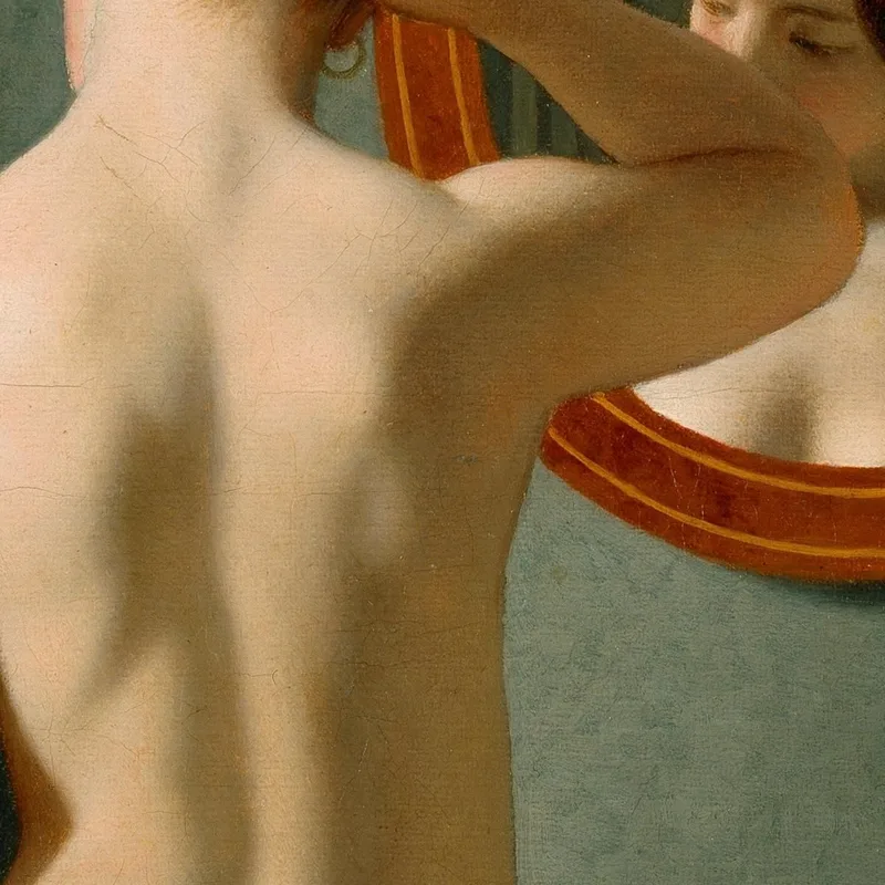 A Nude Woman Doing Her Hair Before A Mirror Christoffer Wilhelm Eckersberg