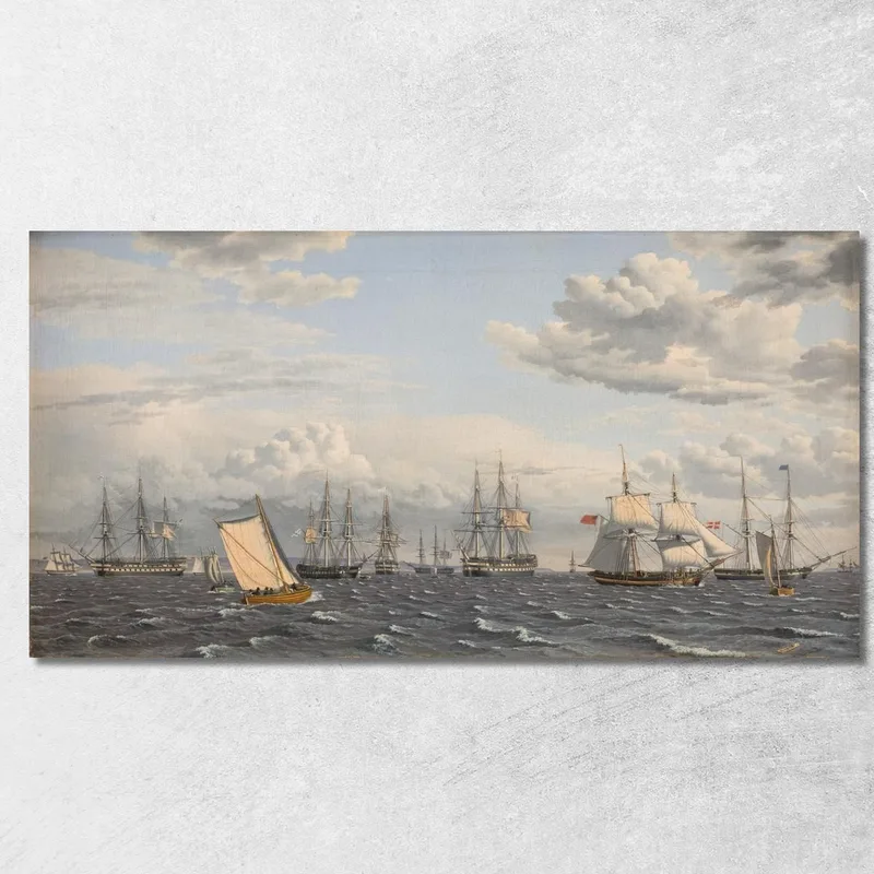 A Russian Fleet At Anchor Near Elsinore Christoffer Wilhelm Eckersberg canvas print