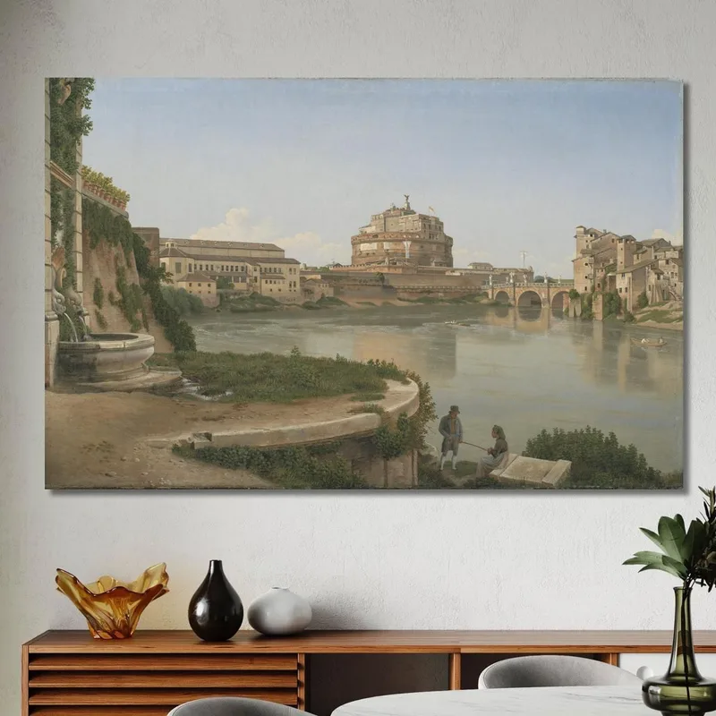 A View Across The Tiber From Trastevere Towards Castel S. Angelo Christoffer Wilhelm Eckersberg